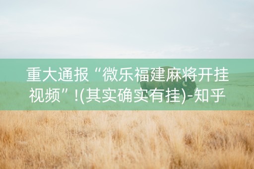 重大通报“微乐福建麻将开挂视频”!(其实确实有挂)-知乎