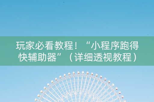 玩家必看教程！“小程序跑得快辅助器”（详细透视教程）-哔哩哔哩
