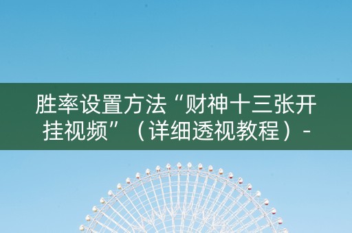 胜率设置方法“财神十三张开挂视频”（详细透视教程）-哔哩哔哩