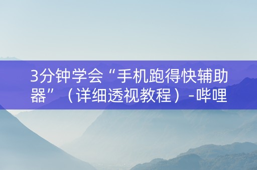 3分钟学会“手机跑得快辅助器”（详细透视教程）-哔哩哔哩