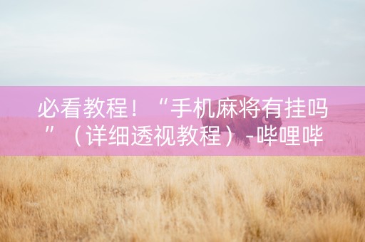 必看教程！“手机麻将有挂吗”（详细透视教程）-哔哩哔哩