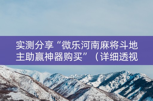 实测分享“微乐河南麻将斗地主助赢神器购买”（详细透视教程）-哔哩哔哩
