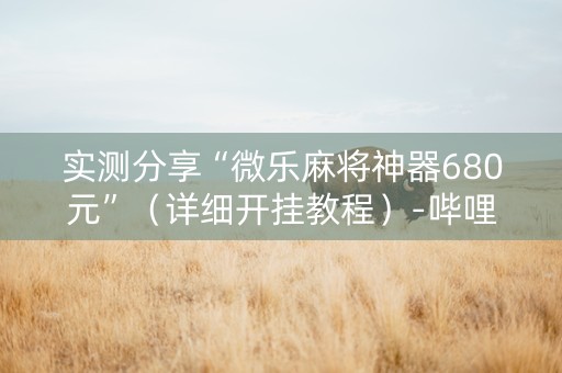 实测分享“微乐麻将神器680元”（详细开挂教程）-哔哩哔哩