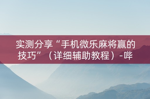 实测分享“手机微乐麻将赢的技巧”（详细辅助教程）-哔哩哔哩