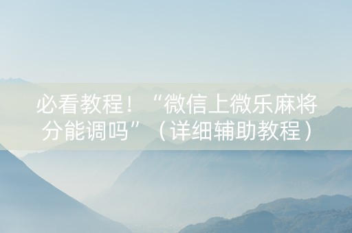 必看教程！“微信上微乐麻将分能调吗”（详细辅助教程）-哔哩哔哩