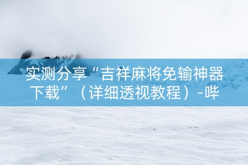 实测分享“吉祥麻将免输神器下载”（详细透视教程）-哔哩哔哩