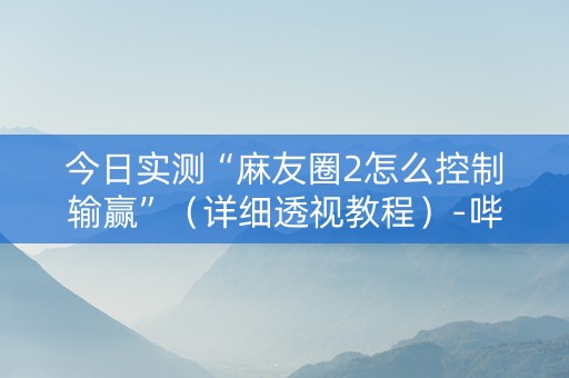 今日实测“麻友圈2怎么控制输赢”（详细透视教程）-哔哩哔哩