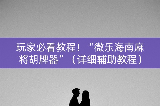玩家必看教程！“微乐海南麻将胡牌器”（详细辅助教程）-哔哩哔哩