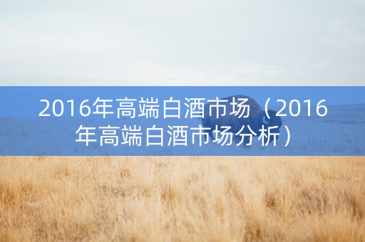 2016年高端白酒市场（2016年高端白酒市场分析）