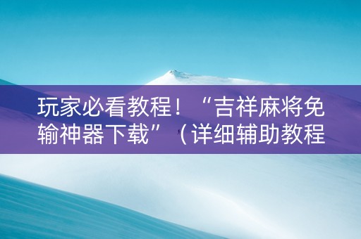 玩家必看教程！“吉祥麻将免输神器下载”（详细辅助教程）-哔哩哔哩