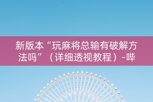 新版本“玩麻将总输有破解方法吗”（详细透视教程）-哔哩哔哩