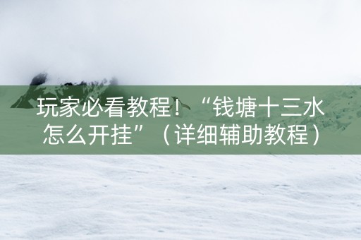 玩家必看教程！“钱塘十三水怎么开挂”（详细辅助教程）-哔哩哔哩