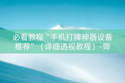 必看教程“手机打牌神器设备推荐”（详细透视教程）-哔哩哔哩