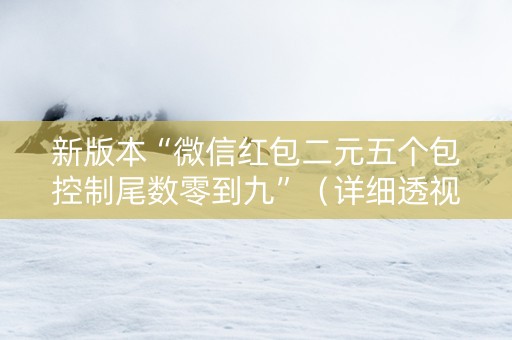 新版本“微信红包二元五个包控制尾数零到九”（详细透视教程）-哔哩哔哩