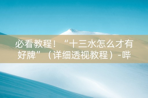 必看教程！“十三水怎么才有好牌”（详细透视教程）-哔哩哔哩