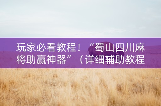 玩家必看教程！“蜀山四川麻将助赢神器”（详细辅助教程）-哔哩哔哩