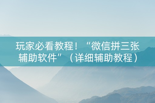 玩家必看教程！“微信拼三张辅助软件”（详细辅助教程）-哔哩哔哩
