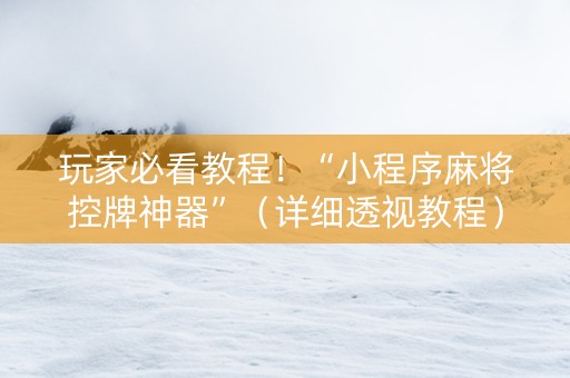 玩家必看教程！“小程序麻将控牌神器”（详细透视教程）-哔哩哔哩