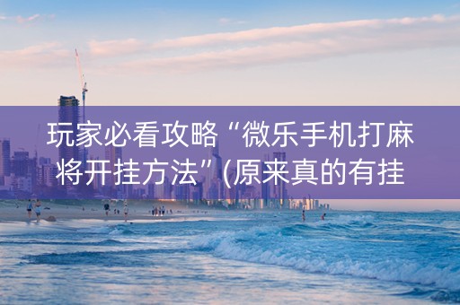 玩家必看攻略“微乐手机打麻将开挂方法”(原来真的有挂)-知乎