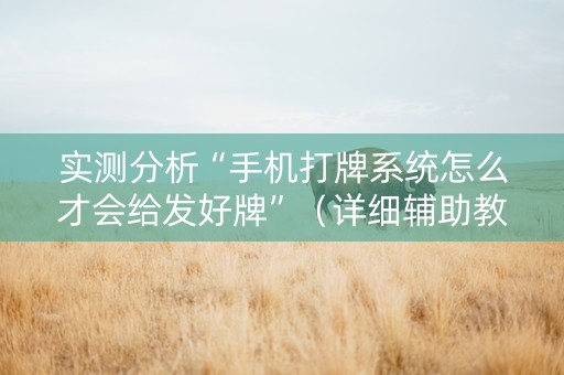 实测分析“手机打牌系统怎么才会给发好牌”（详细辅助教程）-哔哩哔哩