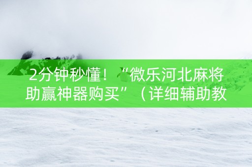2分钟秒懂！“微乐河北麻将助赢神器购买”（详细辅助教程）-哔哩哔哩