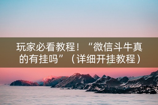 玩家必看教程！“微信斗牛真的有挂吗”（详细开挂教程）-哔哩哔哩