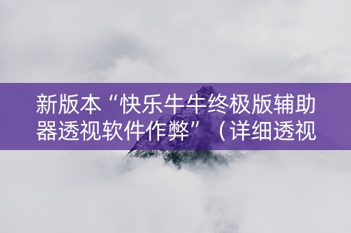 新版本“快乐牛牛终极版辅助器透视软件作弊”（详细透视教程）-哔哩哔哩