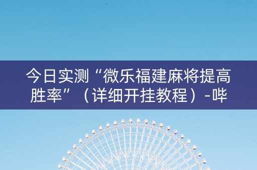 今日实测“微乐福建麻将提高胜率”（详细开挂教程）-哔哩哔哩