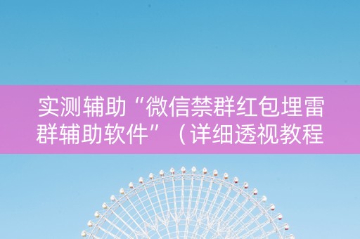 实测辅助“微信禁群红包埋雷群辅助软件”（详细透视教程）-哔哩哔哩