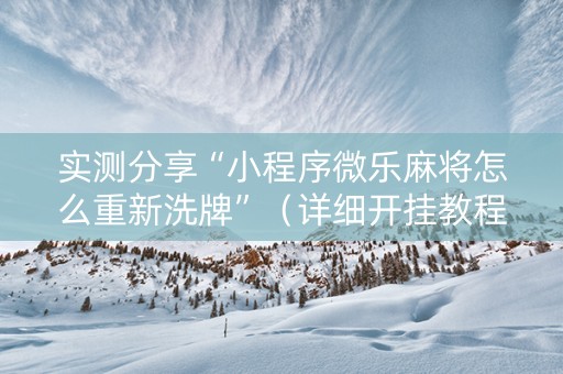 实测分享“小程序微乐麻将怎么重新洗牌”（详细开挂教程）-哔哩哔哩