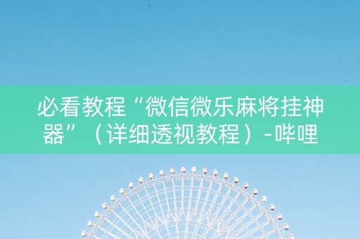 必看教程“微信微乐麻将挂神器”（详细透视教程）-哔哩哔哩
