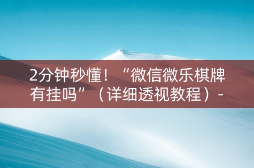 2分钟秒懂！“微信微乐棋牌有挂吗”（详细透视教程）-哔哩哔哩