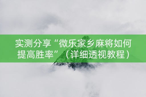 实测分享“微乐家乡麻将如何提高胜率”（详细透视教程）-哔哩哔哩