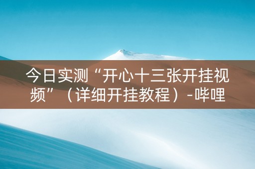 今日实测“开心十三张开挂视频”（详细开挂教程）-哔哩哔哩