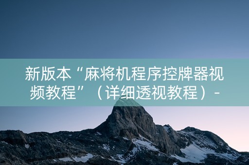 新版本“麻将机程序控牌器视频教程”（详细透视教程）-哔哩哔哩