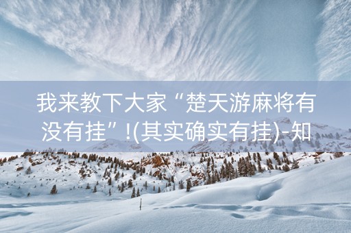 我来教下大家“楚天游麻将有没有挂”!(其实确实有挂)-知乎