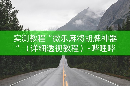 实测教程“微乐麻将胡牌神器”（详细透视教程）-哔哩哔哩