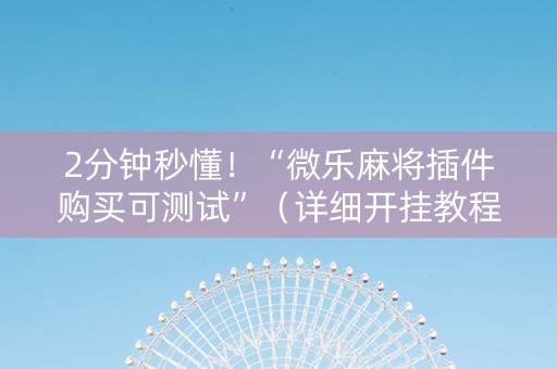 2分钟秒懂！“微乐麻将插件购买可测试”（详细开挂教程）-哔哩哔哩