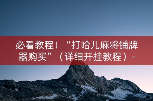 必看教程！“打哈儿麻将铺牌器购买”（详细开挂教程）-哔哩哔哩