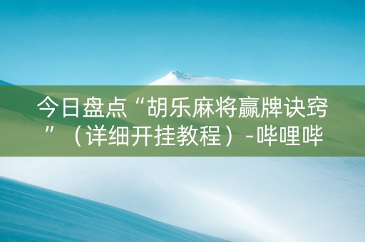 今日盘点“胡乐麻将赢牌诀窍”（详细开挂教程）-哔哩哔哩