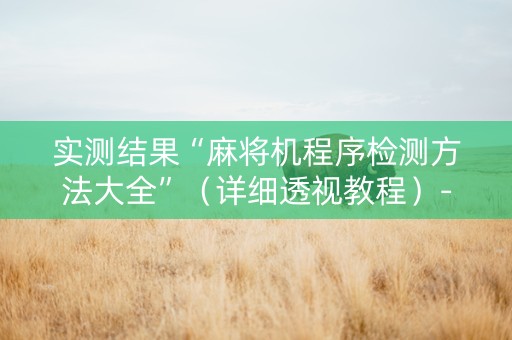 实测结果“麻将机程序检测方法大全”（详细透视教程）-哔哩哔哩