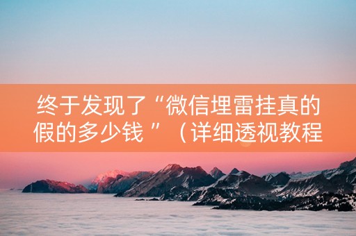 终于发现了“微信埋雷挂真的假的多少钱 ”（详细透视教程）-哔哩哔哩