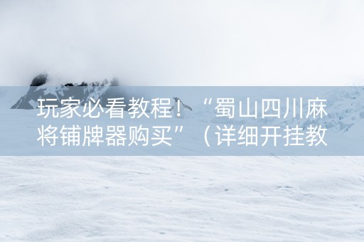 玩家必看教程！“蜀山四川麻将铺牌器购买”（详细开挂教程）-哔哩哔哩