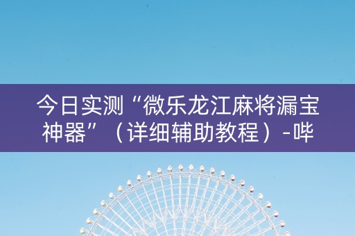 今日实测“微乐龙江麻将漏宝神器”（详细辅助教程）-哔哩哔哩