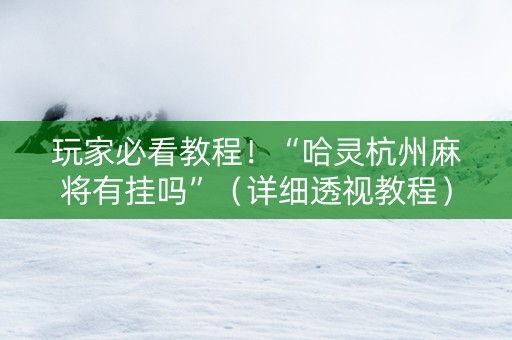 玩家必看教程！“哈灵杭州麻将有挂吗”（详细透视教程）-哔哩哔哩