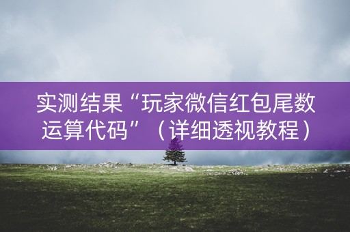 实测结果“玩家微信红包尾数运算代码”（详细透视教程）-哔哩哔哩