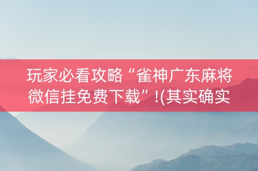 玩家必看攻略“雀神广东麻将微信挂免费下载”!(其实确实有挂)-知乎