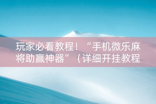 玩家必看教程！“手机微乐麻将助赢神器”（详细开挂教程）-哔哩哔哩