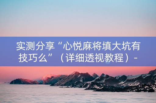 实测分享“心悦麻将填大坑有技巧么”（详细透视教程）-哔哩哔哩