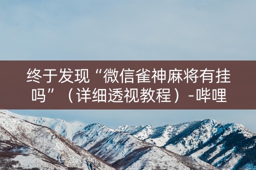 终于发现“微信雀神麻将有挂吗”（详细透视教程）-哔哩哔哩